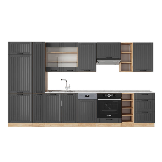 Vicco Cucina componibile Grigio scuro 355 cm , PL Marmo