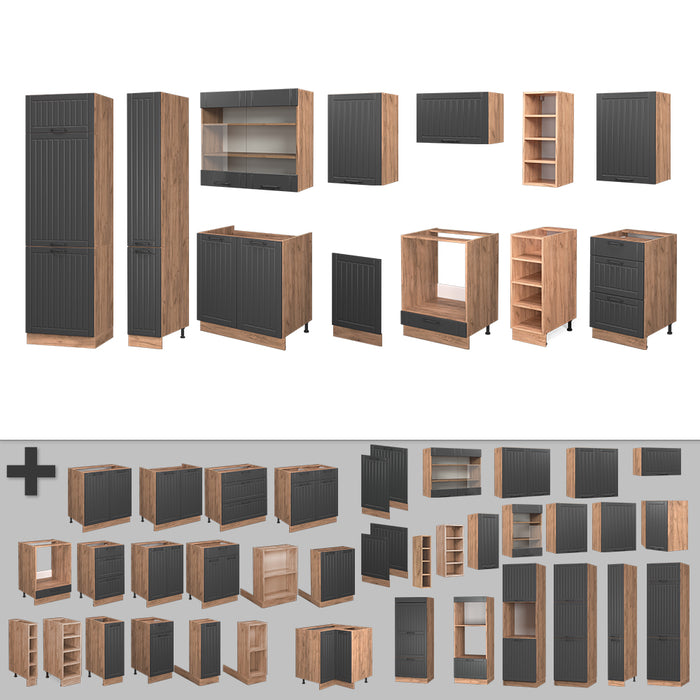 Vicco Cucina componibile Grigio scuro 355 cm , PL Marmo