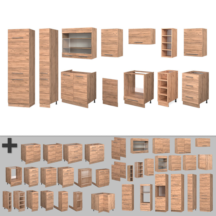 Vicco Cucina componibile Quercia dorata 355 cm , PL Antracite