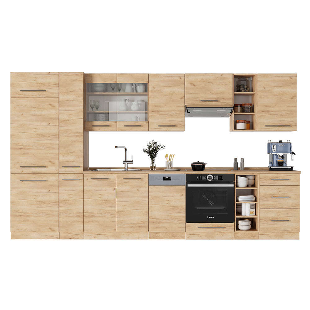 Vicco Cucina componibile Quercia dorata 355 cm , PL Antracite