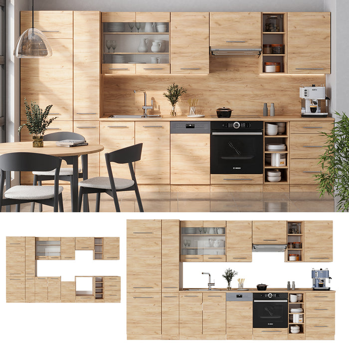 Vicco Cucina componibile Quercia dorata 355 cm , PL Marmo