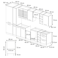 Vicco Cucina componibile Bianco casa di campagna 355 cm , PL Antracite