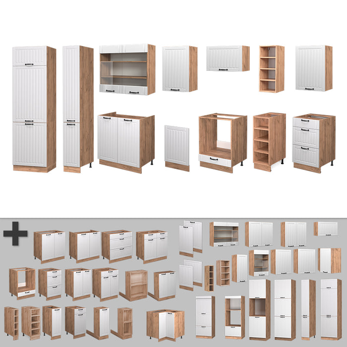 Vicco Cucina componibile Bianco casa di campagna 355 cm senza piano di lavoro