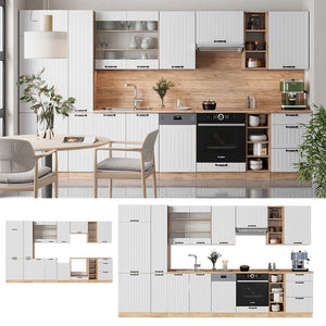Vicco Cucina componibile Bianco casa di campagna 355 cm , PL Rovere