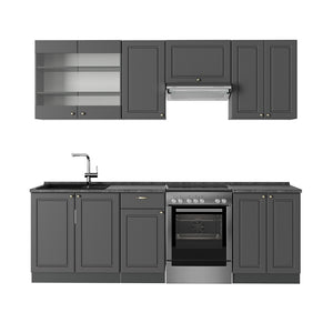 Vicco Cucina componibile Landhaus antrazit-oro 240 cm , PL Antracite