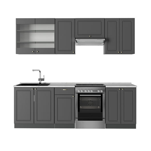 Vicco Cucina componibile Landhaus antrazit-oro 240 cm , PL Marmo