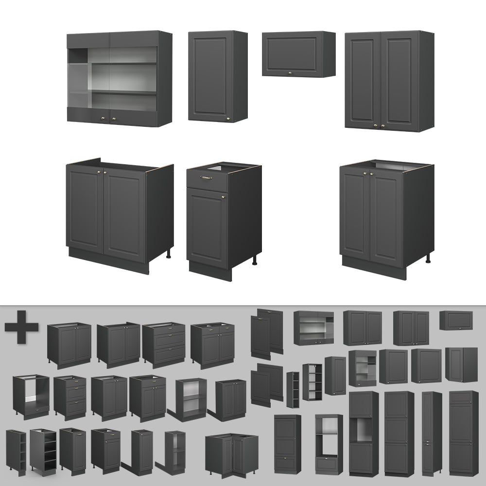 Vicco Cucina componibile Landhaus antrazit-oro 240 cm , PL Antracite