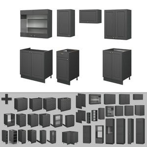 Vicco Cucina componibile Landhaus antrazit-oro 240 cm , PL Antracite