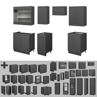 Vicco Cucina componibile Landhaus antrazit-oro 240 cm , PL Rovere