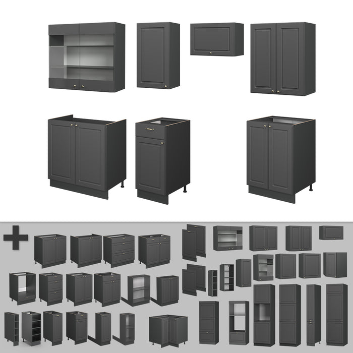 Vicco Cucina componibile Landhaus antrazit-oro 240 cm , PL Rovere