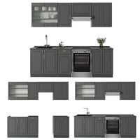 Vicco Cucina componibile Landhaus antrazit-oro 240 cm , PL Marmo