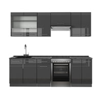 Vicco Cucina componibile Antracite lucido 240 cm , PL Antracite