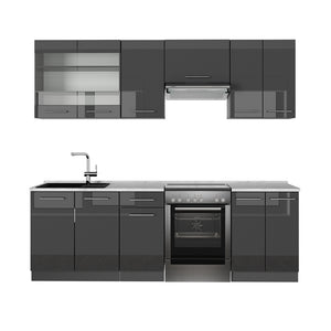 Vicco Cucina componibile Antracite lucido 240 cm , PL Marmo
