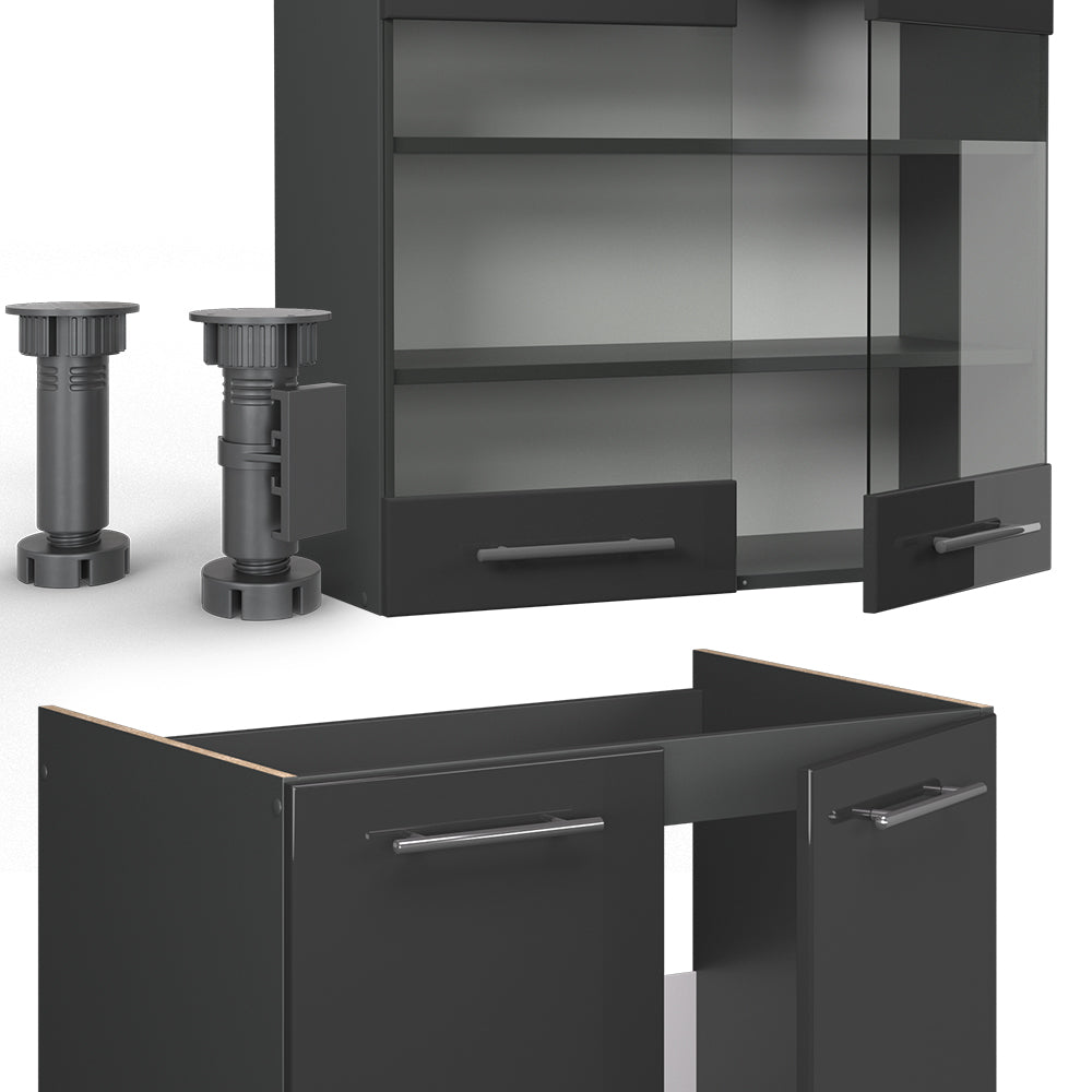 Vicco Cucina componibile Antracite lucido 240 cm , PL Antracite