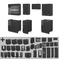 Vicco Cucina componibile Antracite lucido 240 cm senza piano di lavoro