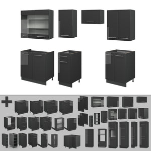 Vicco Cucina componibile Antracite lucido 240 cm senza piano di lavoro