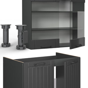 Vicco Cucina componibile Grigio scuro 240 cm senza piano di lavoro