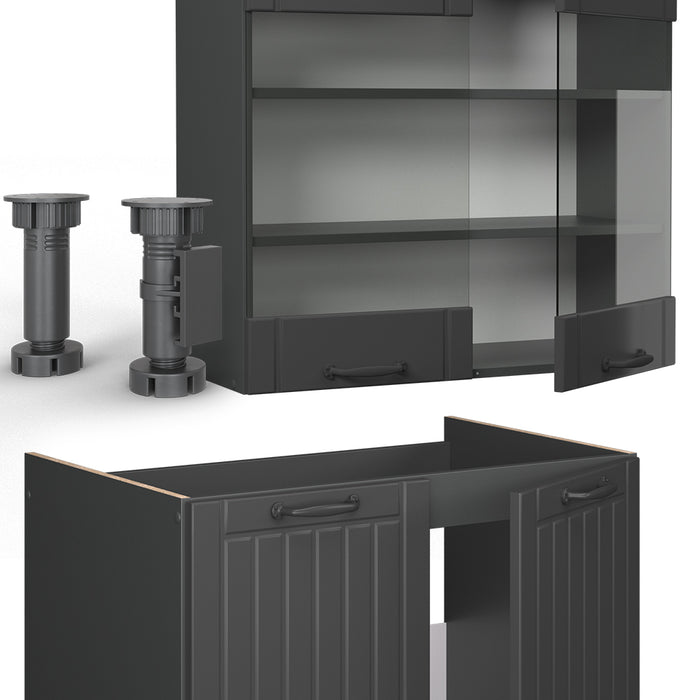 Vicco Cucina componibile Grigio scuro 240 cm , PL Rovere