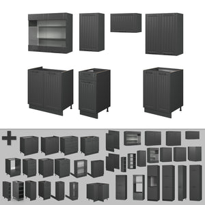 Vicco Cucina componibile Grigio scuro 240 cm senza piano di lavoro