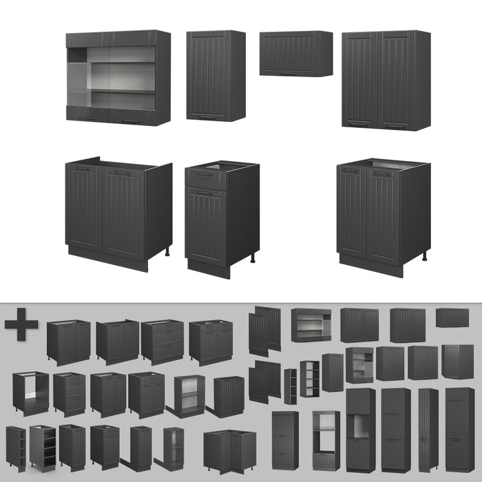 Vicco Cucina componibile Grigio scuro 240 cm , PL Rovere