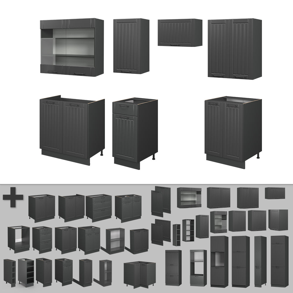 Vicco Cucina componibile Grigio scuro 240 cm , PL Marmo