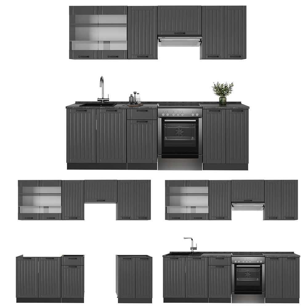 Vicco Cucina componibile Grigio scuro 240 cm , PL Rovere
