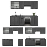 Vicco Cucina componibile Grigio scuro 240 cm , PL Rovere