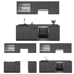 Vicco Cucina componibile Grigio scuro 240 cm , PL Rovere