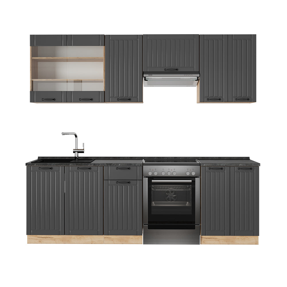 Vicco Cucina componibile Grigio scuro 240 cm senza piano di lavoro