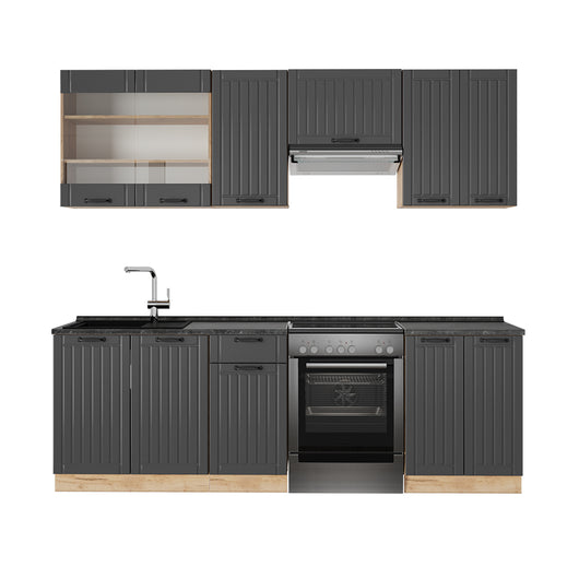 Vicco Cucina componibile Grigio scuro 240 cm senza piano di lavoro