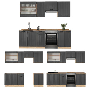 Vicco Cucina componibile Grigio scuro 240 cm senza piano di lavoro