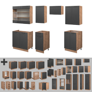 Vicco Cucina componibile Grigio scuro 240 cm , PL Rovere