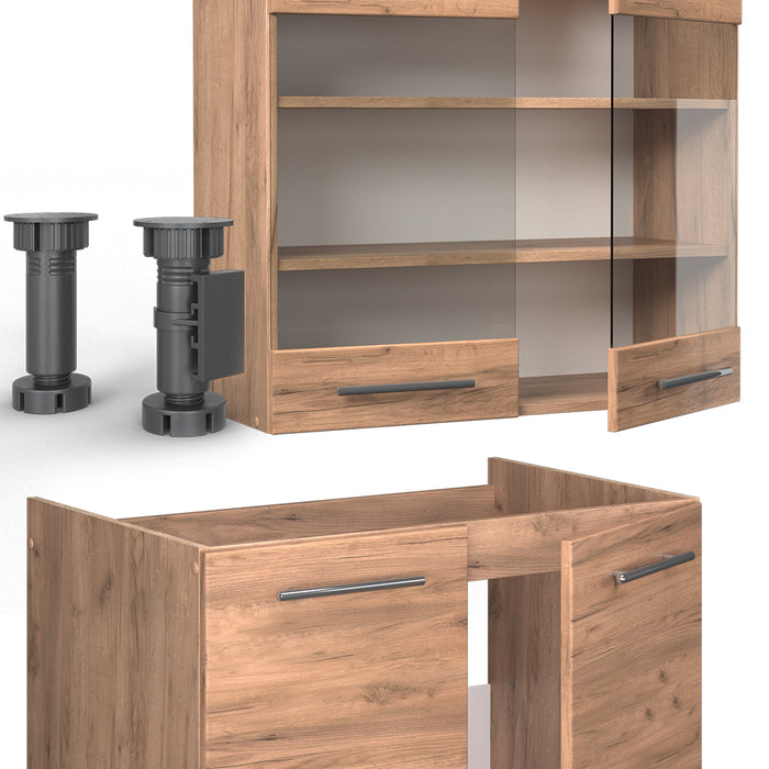 Vicco Cucina componibile Quercia dorata 240 cm , PL Antracite