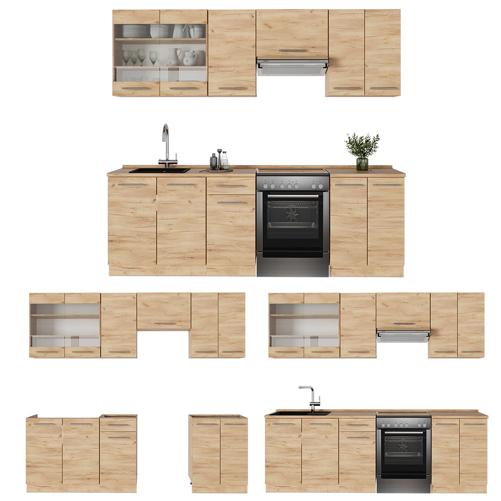 Vicco Cucina componibile Quercia dorata 240 cm senza piano di lavoro