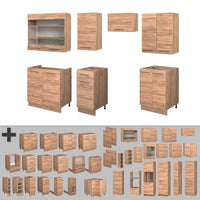 Vicco Cucina componibile Quercia dorata 240 cm , PL Antracite