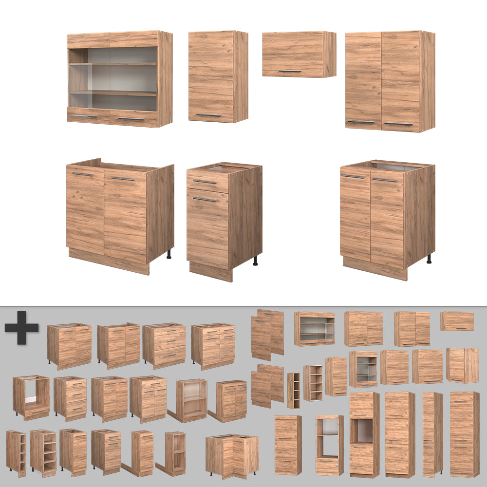 Vicco Cucina componibile Quercia dorata 240 cm , PL Marmo