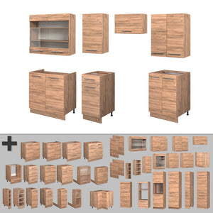 Vicco Cucina componibile Quercia dorata 240 cm senza piano di lavoro