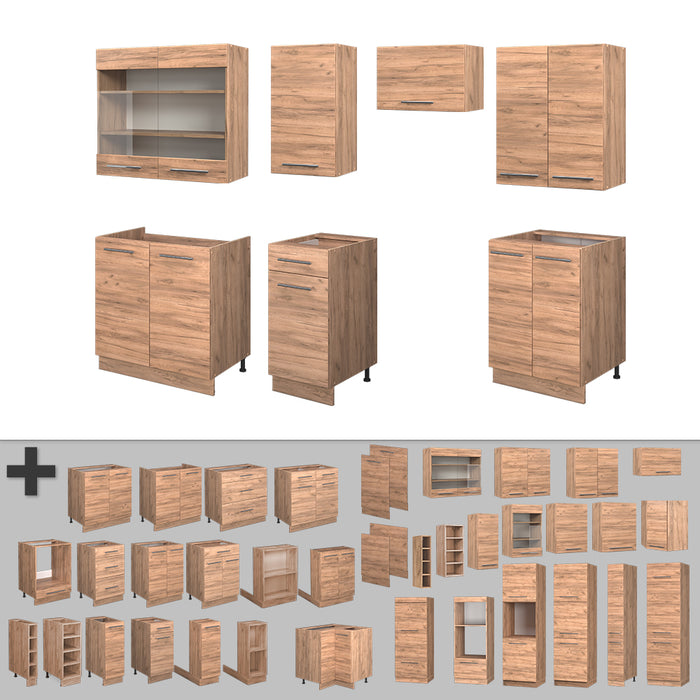 Vicco Cucina componibile Quercia dorata 240 cm senza piano di lavoro