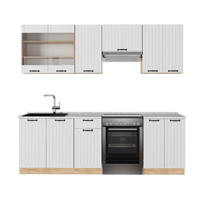 Vicco Cucina componibile Bianco casa di campagna 240 cm , PL Marmo