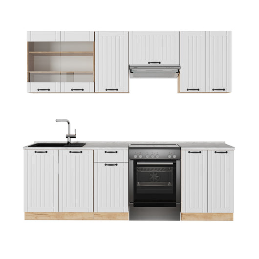 Vicco Cucina componibile Bianco casa di campagna 240 cm senza piano di lavoro