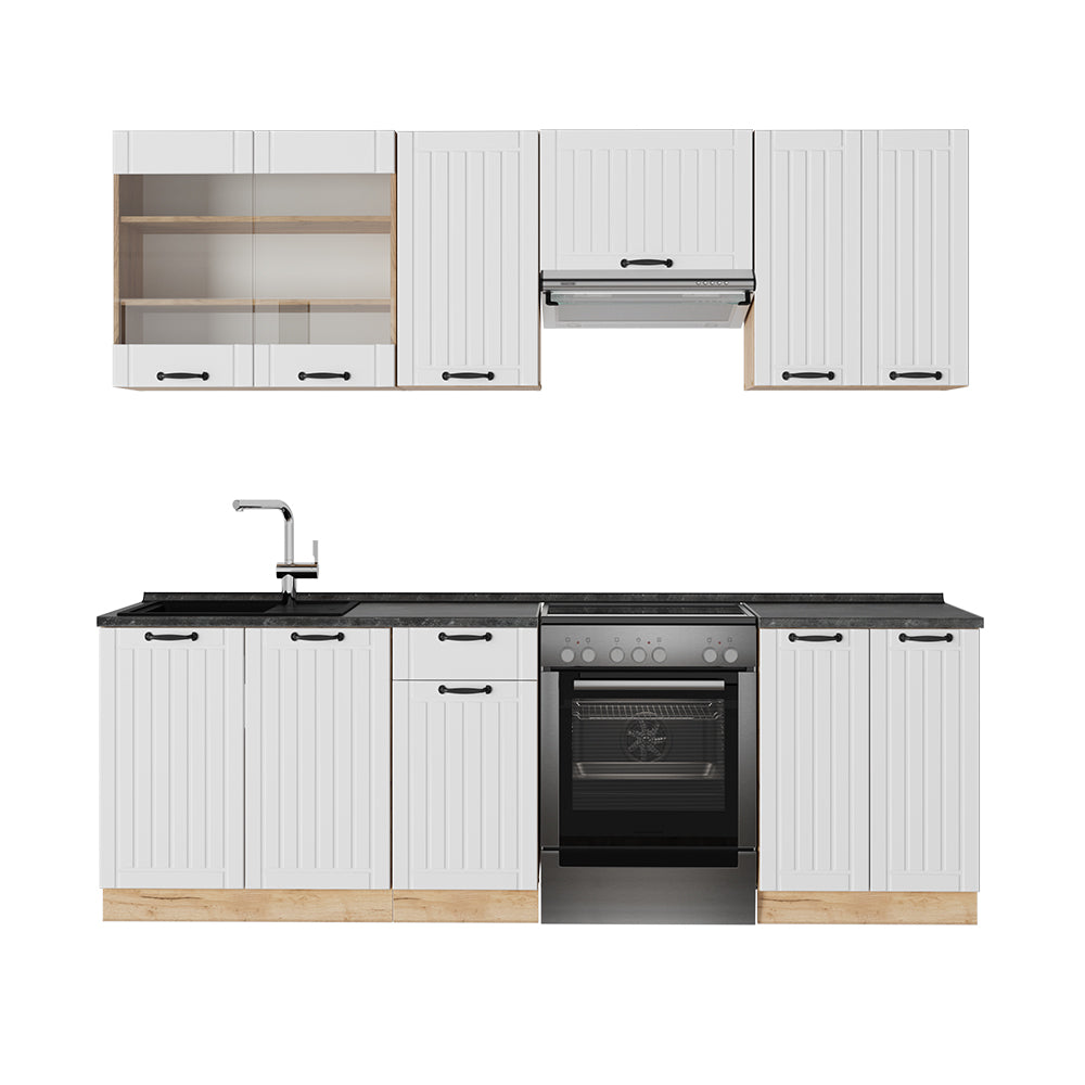 Vicco Cucina componibile Bianco casa di campagna 240 cm , PL Antracite