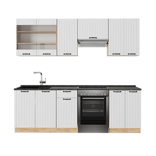 Vicco Cucina componibile Bianco casa di campagna 240 cm , PL Antracite