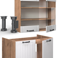 Vicco Cucina componibile Bianco casa di campagna 240 cm senza piano di lavoro