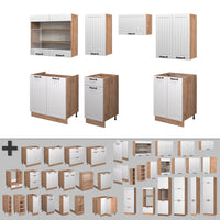 Vicco Cucina componibile Bianco casa di campagna 240 cm , PL Marmo