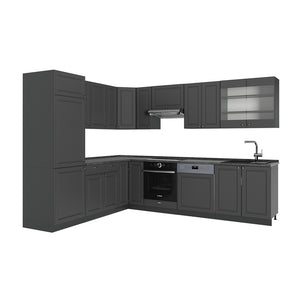Vicco Cucina angolare completa Landhaus antrazit-oro 287 x 46 cm senza piano di lavoro