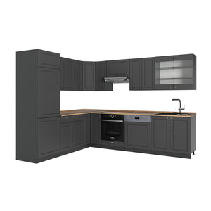 Vicco Cucina angolare completa Landhaus antrazit-oro 287 x 60 cm , PL Rovere