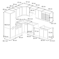 Vicco Cucina angolare completa Landhaus antrazit-oro 287 x 46 cm senza piano di lavoro