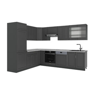 Vicco Cucina angolare completa Landhaus antrazit-oro 287 x 60 cm , PL Marmo