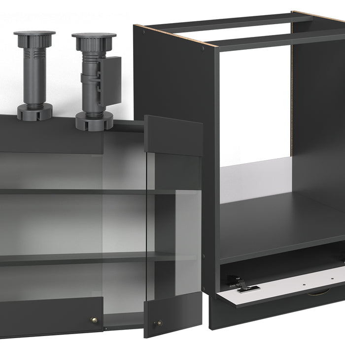 Vicco Cucina angolare completa Landhaus antrazit-oro 287 x 60 cm , PL Rovere