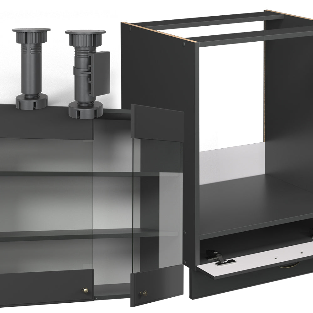 Vicco Cucina angolare completa Landhaus antrazit-oro 287 x 60 cm , PL Marmo